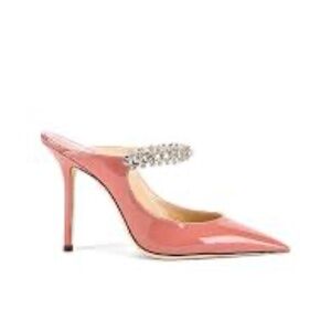 NEW Jimmy Choo Bing 100 Blush Patent High Heel Mules Size 39.5 $1095 Retail